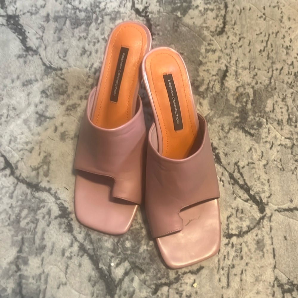 Suede French Connection 3 inch heels pinkish/purple 1 toe